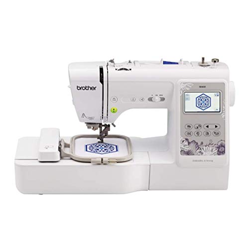 Brother SE600 Sewing and Embroidery Machine, 80 Designs, 103 Built-In Stitches, Computerized, 4' x 4' Hoop Area, 3.2' LCD Touchscreen Display, 7 Included Feet