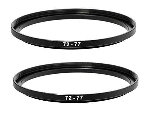 (2 Pcs) 72-77MM Step-Up Ring Adapter, 72mm to 77mm Step Up Filter Ring, 72mm Male 77mm Female Stepping Up Ring for DSLR Camera Lens and ND UV CPL Infrared Filters