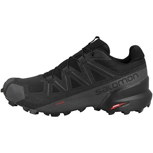 Salomon Speedcross 5 Trail Running Shoes for Men, Black/Black/Phantom, 9