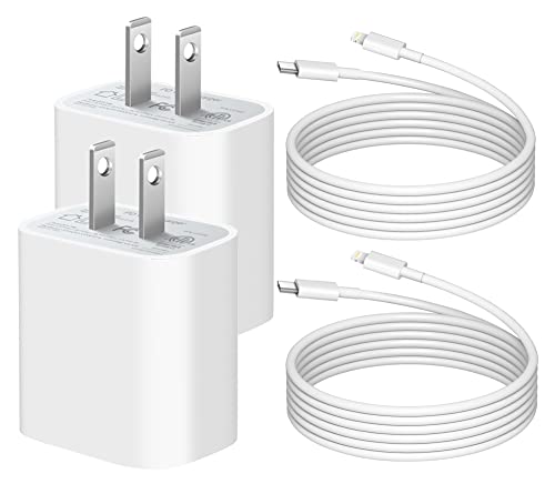 iPhone 12 13 14 Super Fast Charger iPhone Charger USB C 2-Pack 20W Rapid Wall Charger Blcok with 6FT Cable Fast Charging Adapters for iPhone 14/13/12/Pro Max/Pro/11/ iPad