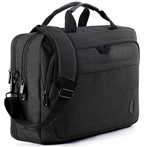 BAGSMART 17.3 Inch Laptop Bag, Expandable Computer Bag Laptop Briefcase Men Women,Laptop Shoulder Bag,Work Bag Business Travel Office, Black