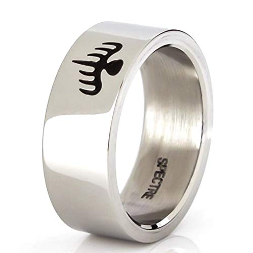 Sping Jewelry 007 Ghost Party James Bond Ring Titanium Steel Band Size6-12