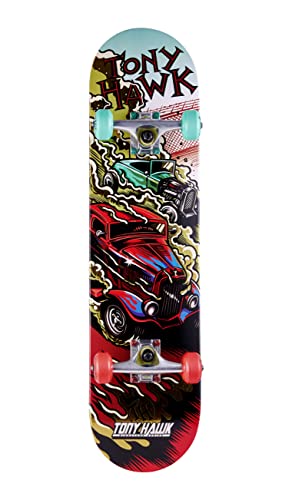 Tony Hawk 31 inch Skateboard, Tony Hawk Signature Series 3, Metallic Graphics & 9-ply Maple Deck Skateboard for Cruising, Carving, Tricks and Downhill, Cars
