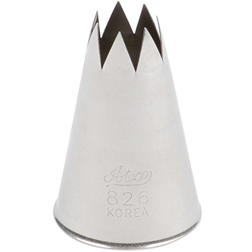 Ateco # 826 - Open Star Pastry Tip 1/2'' Opening Diameter- Stainless Steel