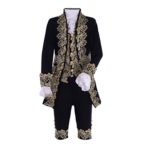 CosplayDiy Men's Colonial Outfit Rococo Suit Adult King Louis XVI Colonial Antique Rose Bisque Costume L