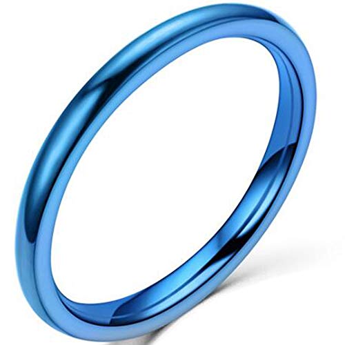 Jude Jewelers 1.5mm Stainless Steel Classical Plain Stackable Wedding Band Ring (Blue, 9)