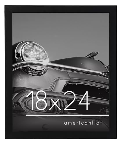 Americanflat 18x24 Poster Frame in Black - Photo Frame with Engineered Wood Frame and Polished Plexiglass Cover - Horizontal and Vertical Formats for Wall with Built-in Hanging Hardware