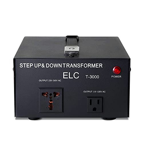 ELC T Series 3000+ Watt Voltage Converter Transformer - Step Up/Down - 110v to 220v / 220v to 110v Power Converter - Circuit Breaker Protection, CE Certified [3-Years Warranty]