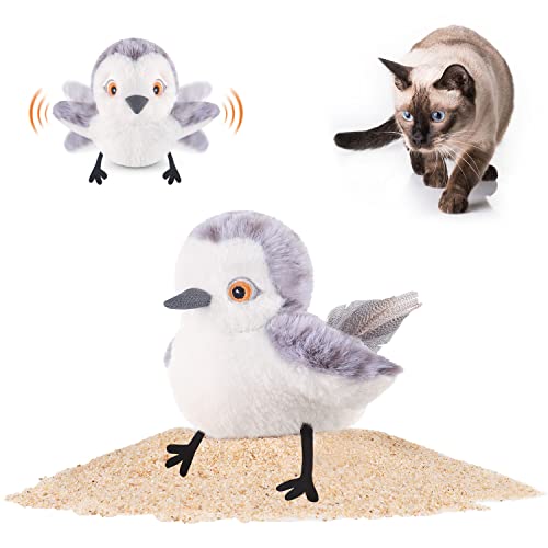 Potaroma Cat Toys Flapping Bird (No Flying), Lifelike Sandpiper Chirp Tweet, Rechargeable Touch Activated Kitten Toy Interactive Cat Exercise Toys for All Breeds Cat Kicker Catnip Toys 4.0'