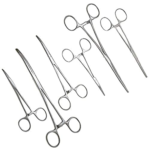 SURGICAL ONLINE Ultimate Hemostat Set, 6 Piece Ideal for Hobby Tools, Electronics, Fishing and Taxidermy (8', 6.25' and 5')