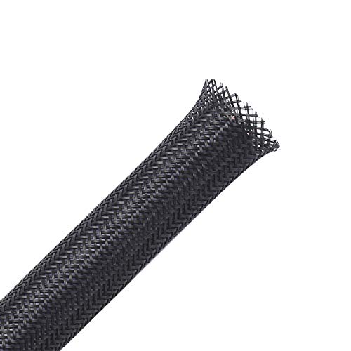 100ft - 1/4 inch PET Expandable Braided Sleeving – Black – Alex Tech Braided Cable Sleeve