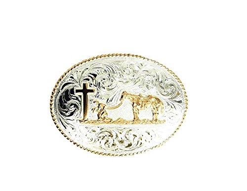 Crumrine Men's Engraved Praying Cowboy Belt Buckle Silver One Size