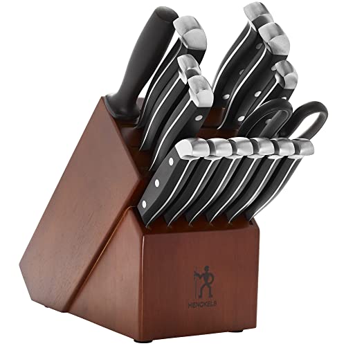 HENCKELS Premium Quality 15-Piece Knife Set with Block, Razor-Sharp, German Engineered Knife Informed by over 100 Years of Masterful Knife Making, Lightweight and Strong, Dark Brown