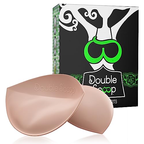 Double Scoop Push Up Inserts w/Bonus Tape Sticky Strips, Instant Breast Implants, Replacement Bra Pads, Padded Bralette Hack, Breast Lift, Foam Bra Filler Insert, Bra Stuffer, Cup Size A/B (Nude)