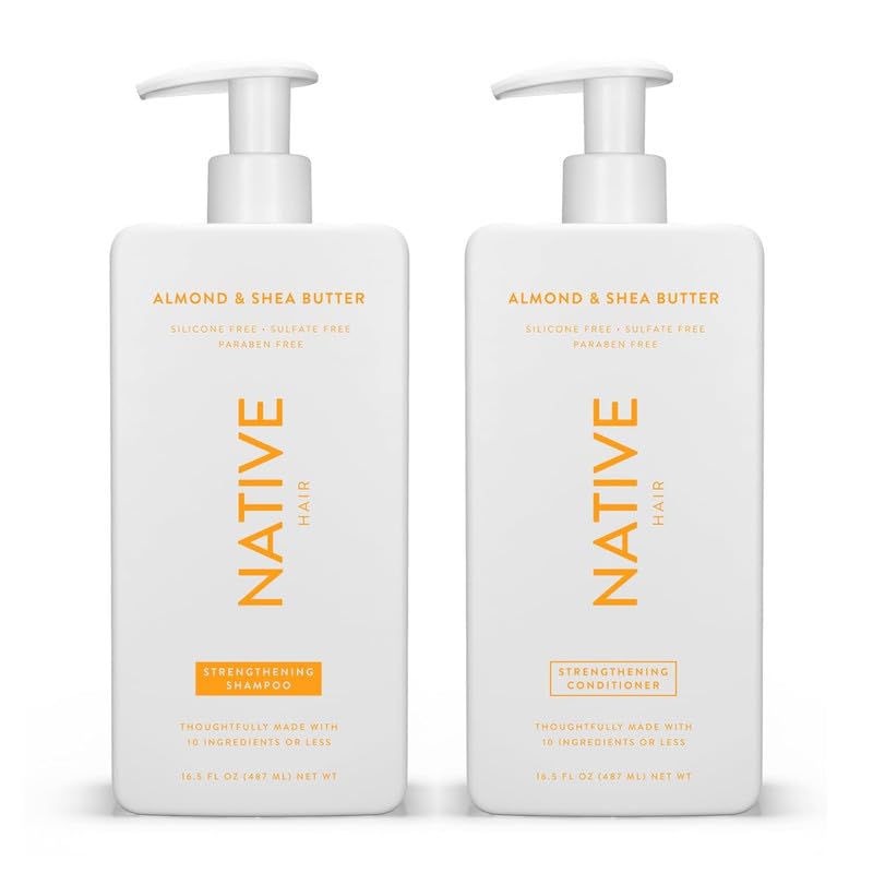 Native Shampoo and Conditioner Contain Naturally Derived Ingredients| All Hair Type Color & Treated, Fine to Dry Damaged, Sulfate & Dye Free - Almond & Shea Butter, 16.5 fl oz each (2 pack)