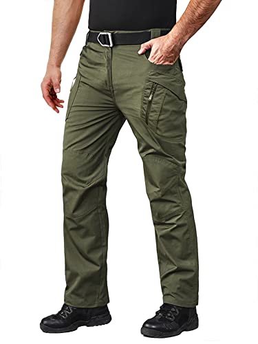 MAGCOMSEN Work Pants Men Lightweight Hiking Pants Mens Waterproof Pants Cargo Pants Tactical Pants for Men Fishing Pants Rain Pants Camping Pants Army Green