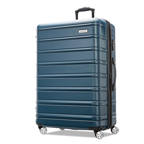 Samsonite Omni 2 Hardside Expandable Luggage with Spinners, Nova Teal, Checked-Large 28-Inch