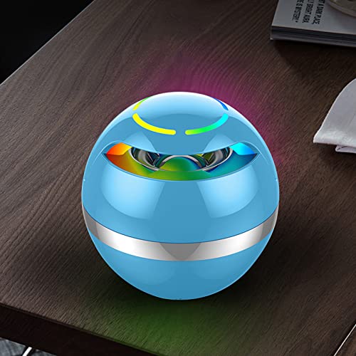 DELURA Ball Bluetooth Speaker Mini Portable Outdoor Household Bluetooth Plug-in Card FM Hands-Free Call Function with Colorful Breathing Lamp/2112 (Color : Blue, Size : One Size)