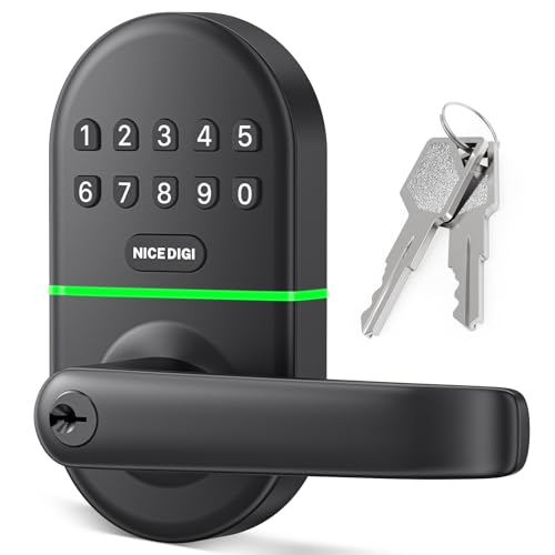 Smart Keypad Door Lock with Handle: Keyless Entry Door Lock for Front Door - Electronic Digital Door Lock- Code Door Lock - Easy Installation
