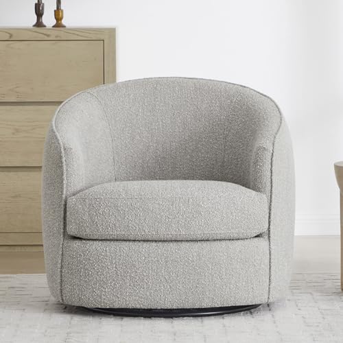 CHITA Swivel Barrel Chair, Modern Comfy Boucle Accent Chair for Living Room, Light Grey