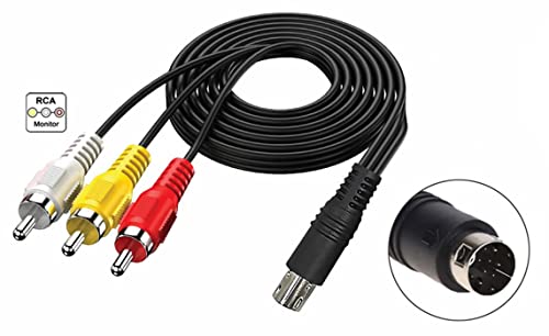Audio Video AV Cable Wire Adapter to RCA TV Connection Cord For SEGA Genesis 2 & 3 Model 1631 1461 Nomad or 32x 9 Pin Plug to Television Projector Composite Video Sound Ports