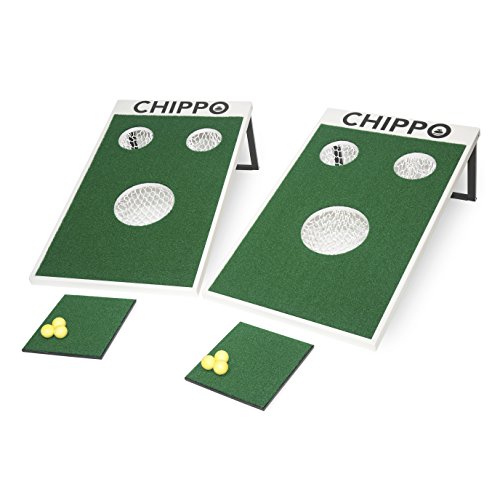 Chippo Golf Game & Cornhole Set Combo - Complete with Chippo Target Boards, Chipping Mats and Practice Golf Balls - 2-in-1 Outdoor Games & Activities for Backyard, Beach or Lawn