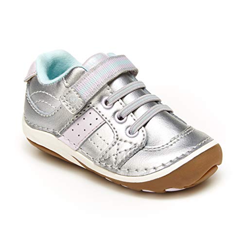Stride Rite Baby Girls SRT Soft Motion Artie Sneaker, Silver, 3 Infant