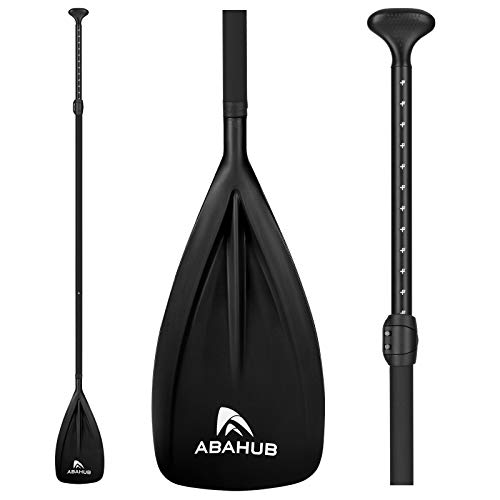 Abahub SUP Paddles - 3 Piece Adjustable Stand up Paddle - Lightweight Oar for Paddleboard, Adjustable Aluminum Alloy PU Coated Shaft 68' - 84', Black Plastic Nylon Blade