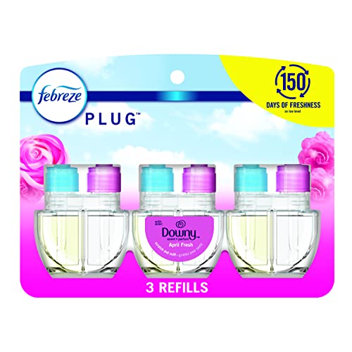 Febreze Odor-Fighting Fade Defy PLUG Air Freshener Refill, Downy April Fresh, (3) .87 fl. oz. Oil Refills
