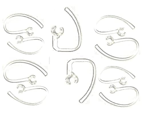 JNSA Ear Hook Loop Clip Replacement 5 Size 10PCS, Compatible with 5.5mm - 8.5 mm Earphone Universal Design 5.6mm 6mm 6.5mm 7mm 8mm 8.5mm Earhook Earclip Clear