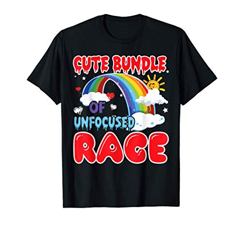 Cute Bundle Of Unfocused Rage Rainbow Clouds Drips Hearts T-Shirt