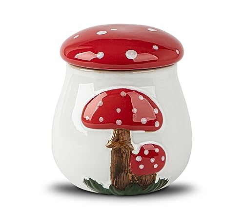 dgudgu Airtight Cookie Jar Mushroom Cookie Jar With Lid Ceramic White Cookie Jars for Kitchen Counter Large Cookie Container Storage For Kitchen Counter