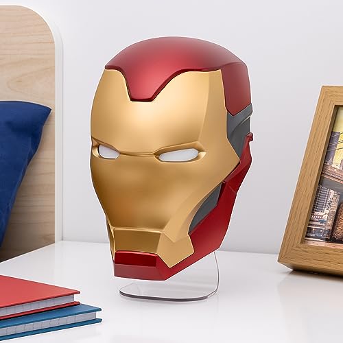 Iron Man Official Licensed Helmet Light a Marvel Fan Collectible Gift, Avengers Bedroom Accent Night Light for Wall or Desk, Superhero Decor Lamp for Adults and Kids