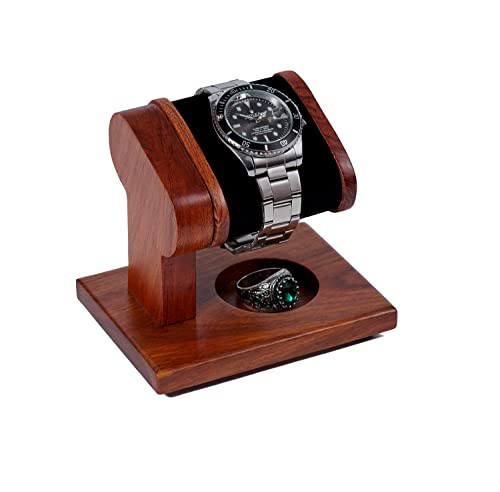 Bimoha - Handmade Wood Watch Stand for Men and Women’s Collection, Watch Holder Wrist Watch Stand Single, Watch Display Tower Jewelry Organizer for Rings, Gift idea for Anniversaries, Christmas