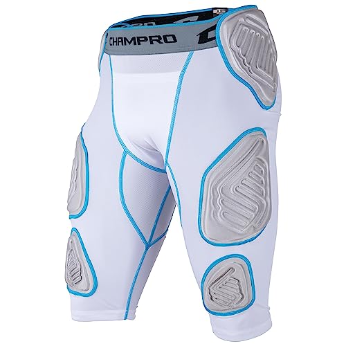 Champro Bull Rush 7-Pad Girdle, White, Grey Inset, Adult Large (FPGU17AWL)