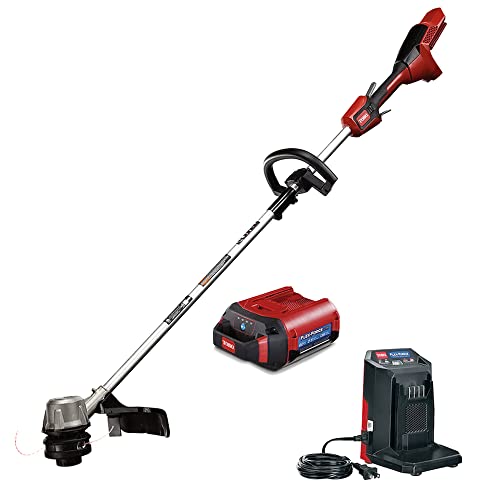 Toro Flex-Force Power System 60V Max Lithium-Ion Brushless Cordless 14/16 Inch Electric String Trimmer with 2.5Ah Battery and Charger, Black/Red