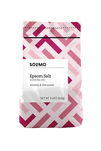 Amazon Brand - Solimo Epsom Salt Soaking Aid, Rosemary & Mint Scent, 3 pound (Pack of 1)