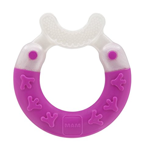 MAM 2-in-1 Bite & Brush Baby Teether, Relieves Teething Symptoms in Babies 3+ Months, Stimulates Sensory Development, 1 Pack, 3+ Months, Violet/Girl