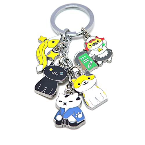 RJZMMN Neko Atsume Keychain Kitty Collector Game Lovely Cat Keychain Kitten Alloy Key Charm Pendant Ornament (E)