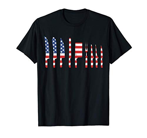 American Flag Kitchen Butcher Knife Set Gift Idea T-Shirt