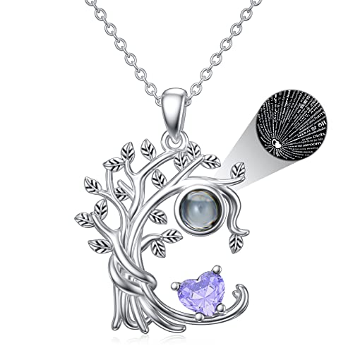 Dorunmo Tree of Life Necklace for Women with March April June Birthstone Necklace for Women 925 Sterling Silver Mothers Day Birthday Romantic Jewelry Gifts Women Girls Mom Girlfriend Anniversary