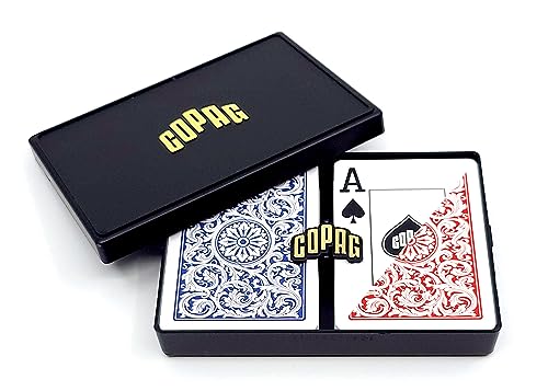 Copag 1546 Design 100% Plastic Playing Cards, Poker Size (Standard) Red/Blue (Jumbo Index, 1 Set)