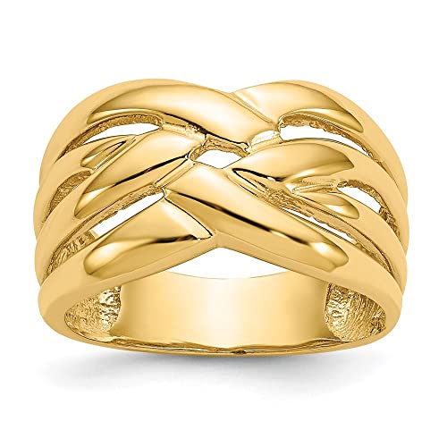 14k Yellow Gold Woven Dome Ring Fine Jewelry For Women Gifts For Her