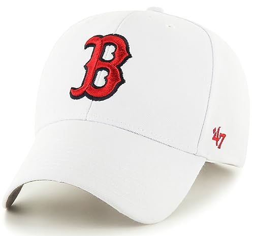 '47 MLB White MVP Adjustable Hat, Adult One Size Fits All (One Size, Boston Red Sox)