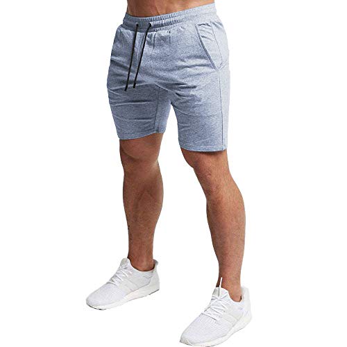 EVERWORTH Men's Casual Training Shorts Gym Workout Fitness Short Bodybuilding Running Jogging Short Pants Gray L Tag XXL