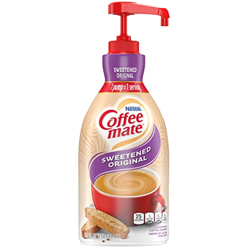 Nestle Coffee mate Coffee Creamer, Sweetened Original, Concentrated Liquid Pump Bottle, Non Dairy, No Refrigeration, 50.7 Ounces