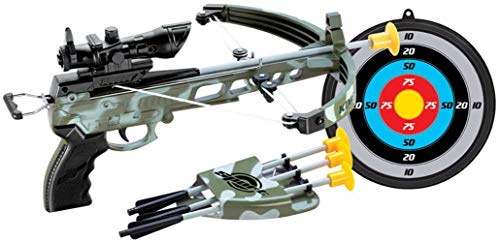 PowerTRC Deluxe Military Action Crossbow Toy | Kids Target Archery Crossbow with Scope and Arrow Toy
