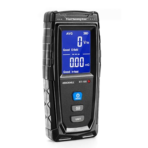 ERICKHILL EMF Meter, Rechargeable Digital Electromagnetic Field Radiation Detector Hand-held Digital LCD EMF Detector, Great Tester for Home EMF Inspections, Office, Outdoor and Ghost Hunting