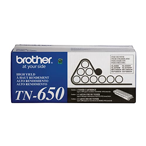 Brother Genuine High Yield Toner Cartridge, TN650, Replacement Black Toner, Page Yield Up To 8,000 Pages