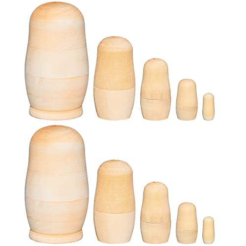 2 Sets Unpainted Nesting Dolls Blank Russian Nesting Dolls Personalize Create Your Own Christmas Russian Doll Wooden Matryoshka DIY Dolls Kit for Kids